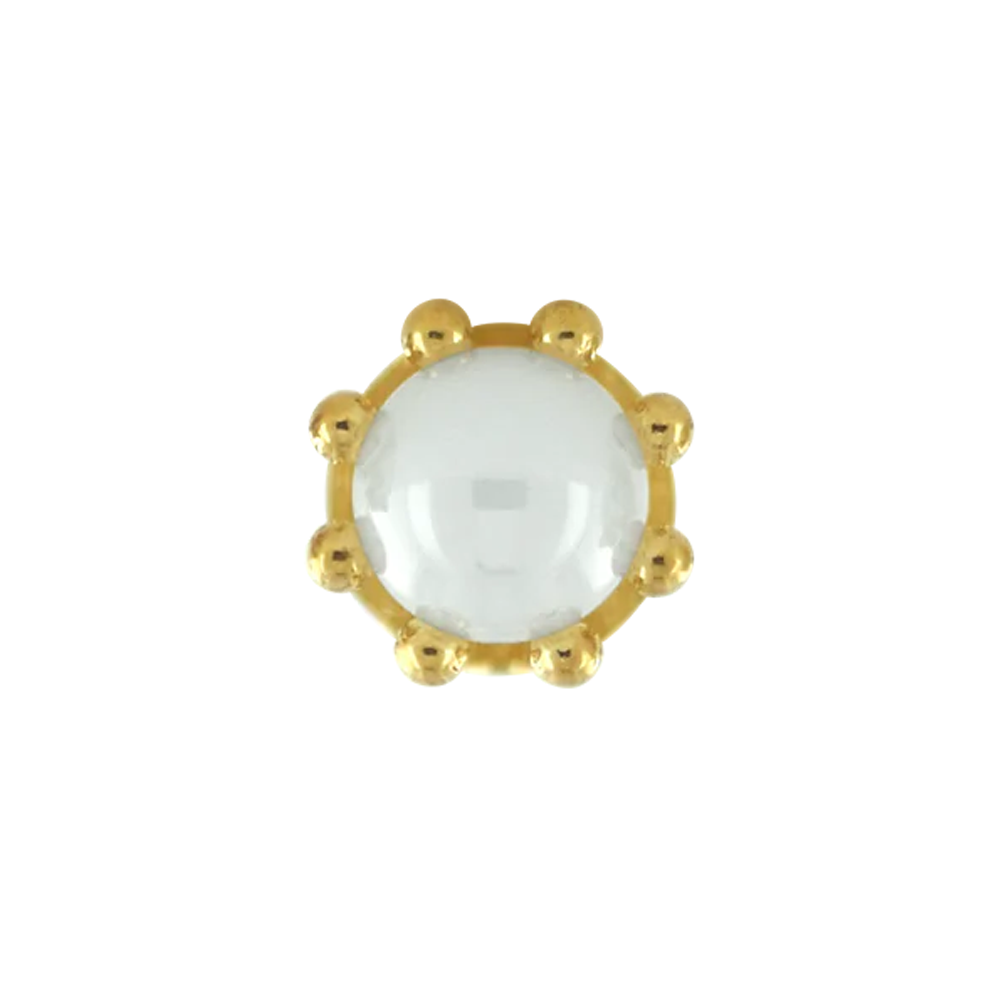 "Crown" Threaded End in Gold with Ceramic Pearl