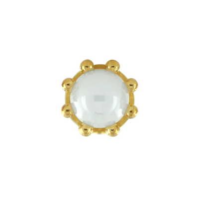 "Crown" Threaded End in Gold with Ceramic Pearl