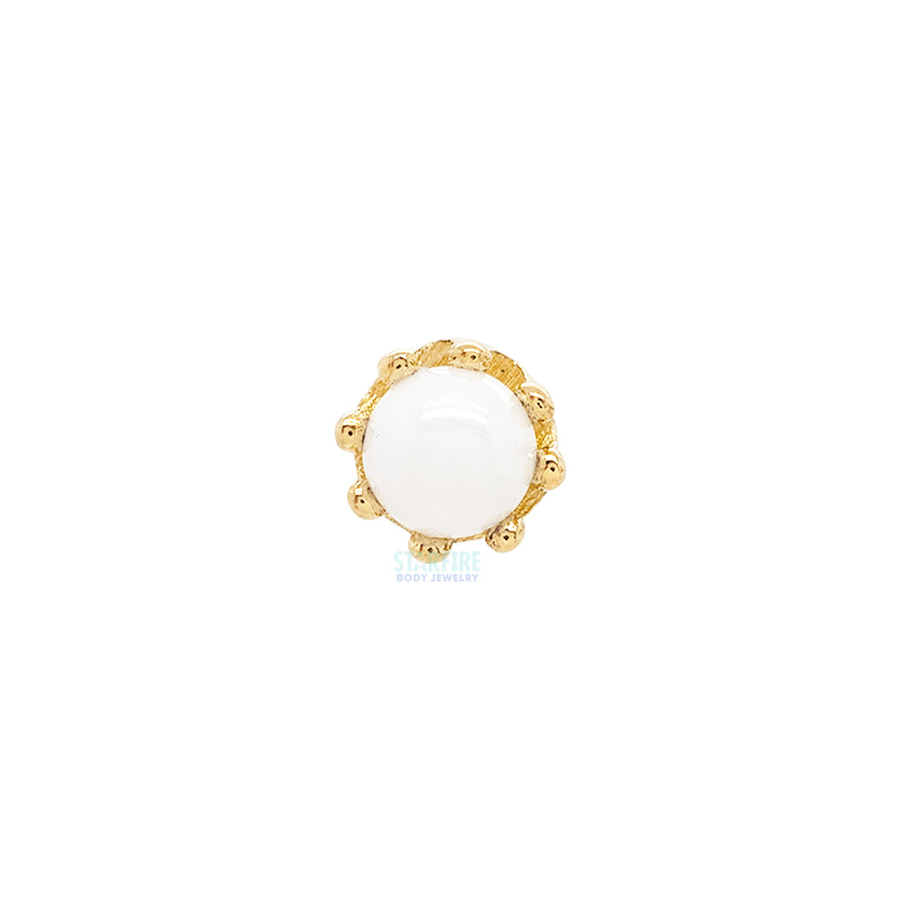 "Crown" Threaded End in Gold with Ceramic Pearl