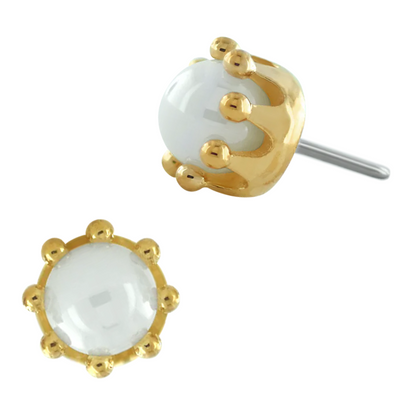 threadless: "Crown" End in Gold with Ceramic Pearl