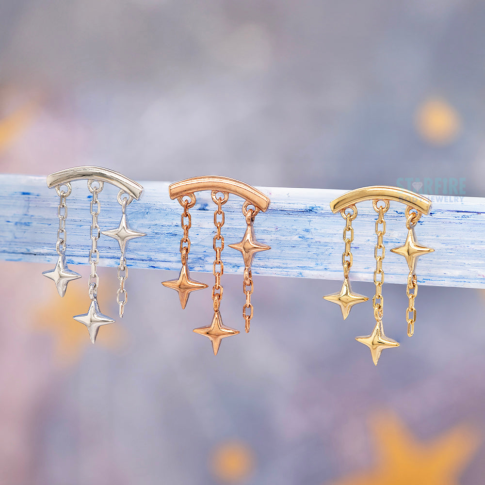 threadless: "Orion" Hidden Helix End with Chains in Gold