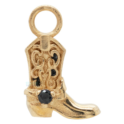 Cowboy Boot Charm in Gold with Gemstone