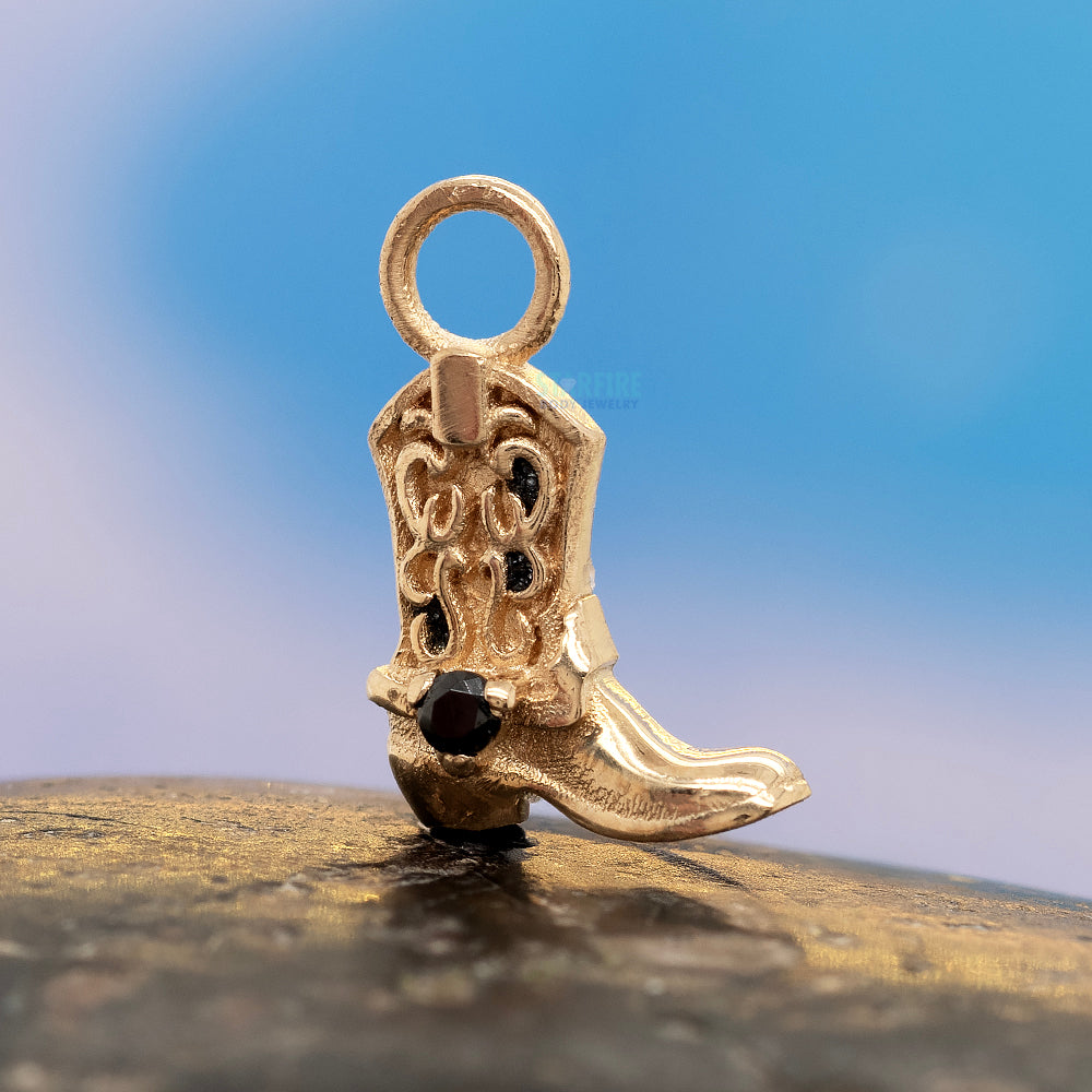Cowboy Boot Charm in Gold with Gemstone