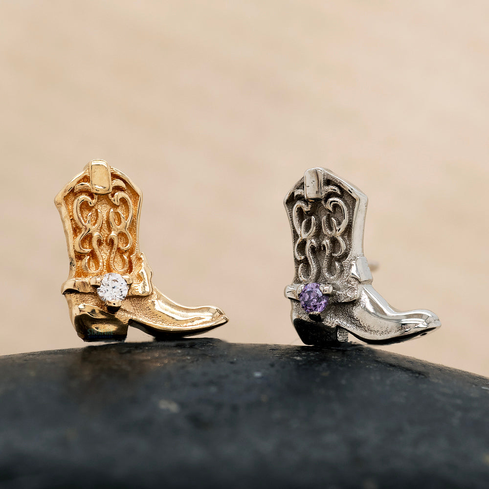threadless: Cowboy Boot End in Gold with Gemstone
