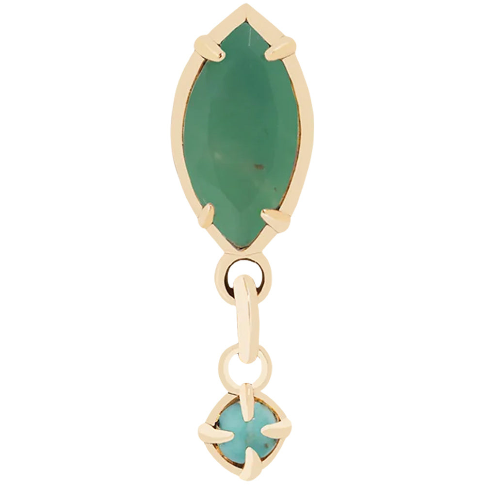 threadless: "Dew Drop" End in Gold with Genuine Gemstone