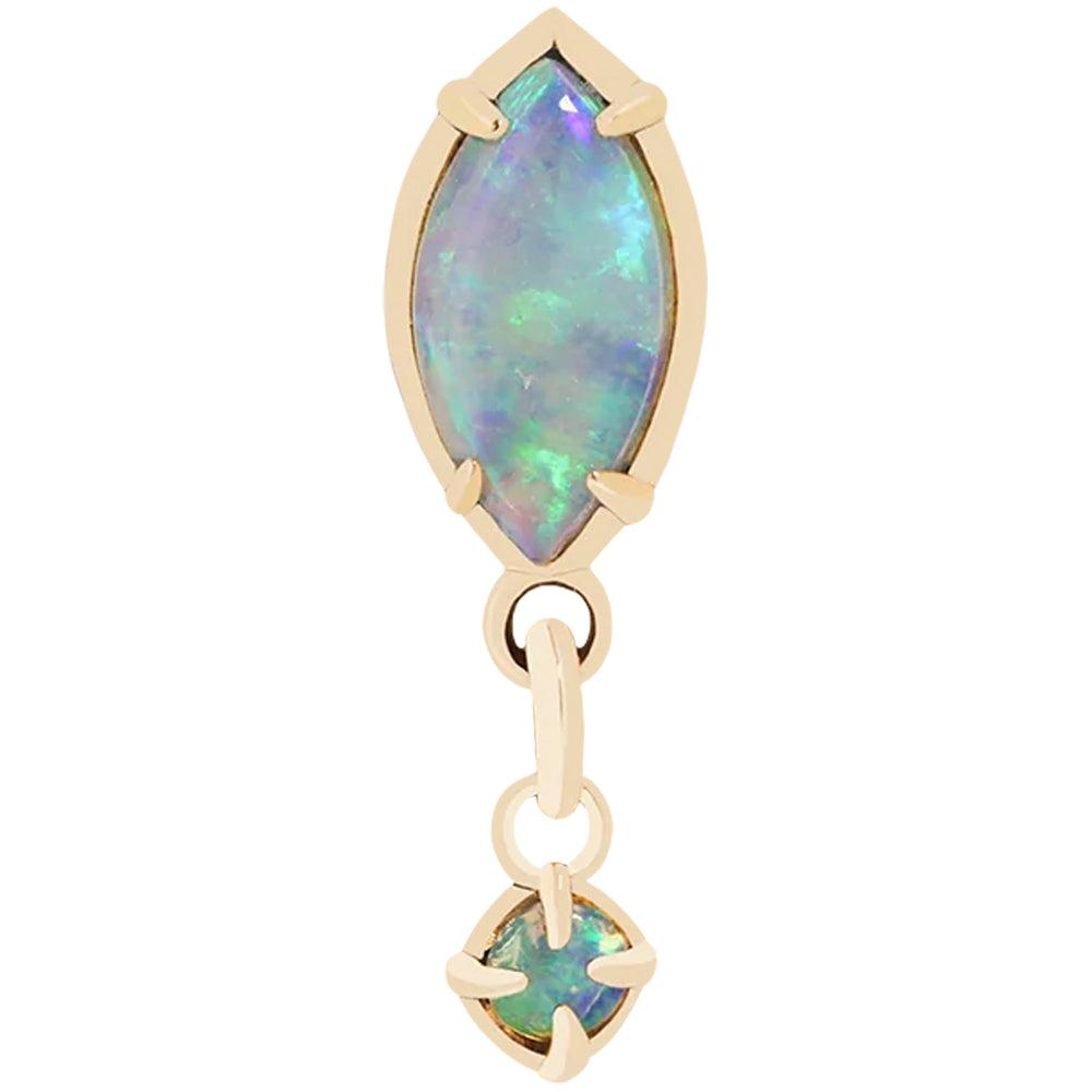 threadless: "Dew Drop" End in Gold with Genuine Gemstone