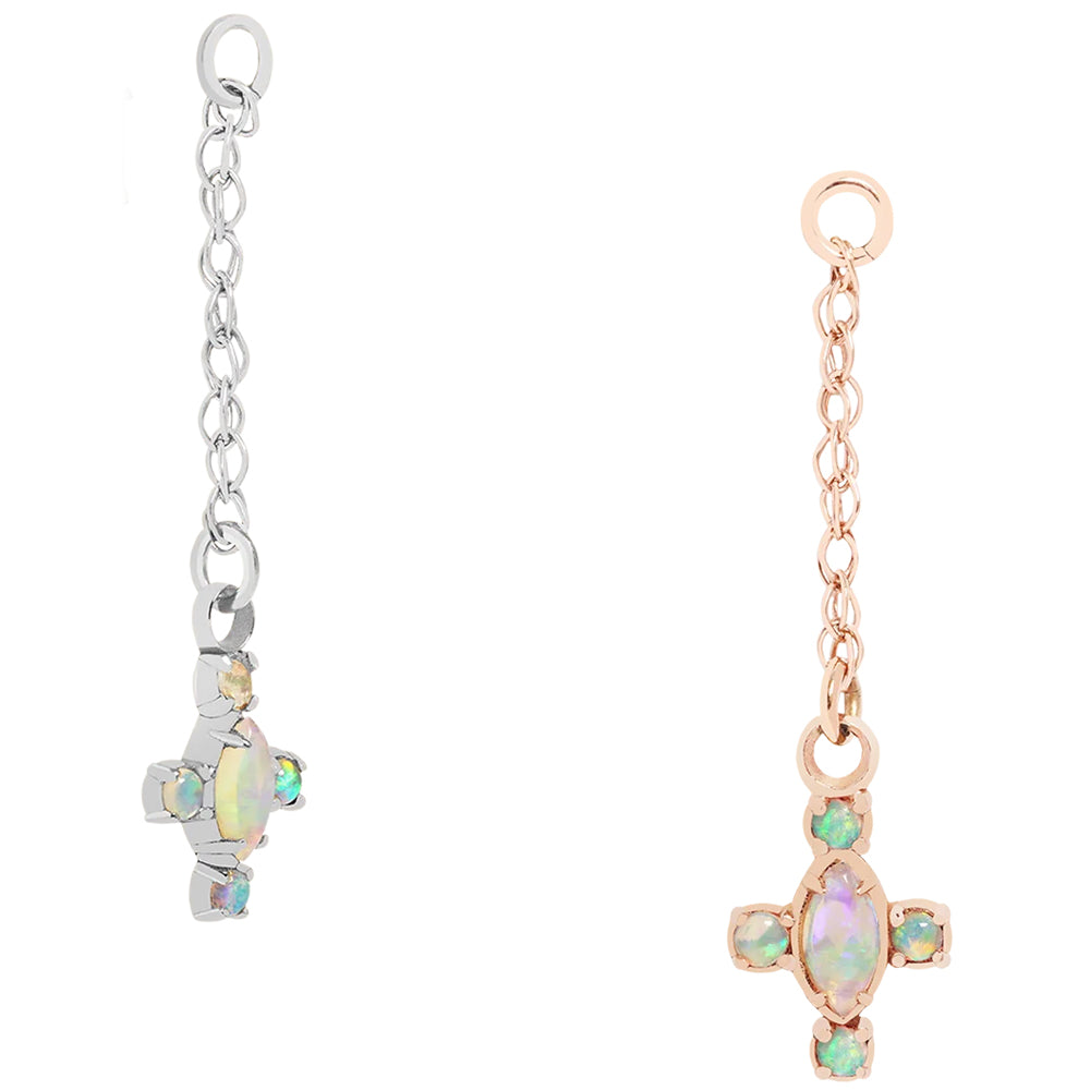 "Inner Compass" Chain Charm in Gold with Opal