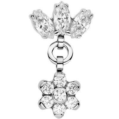 threadless: Marquise Fan End with Flower #3 Faceted Gem Dangle