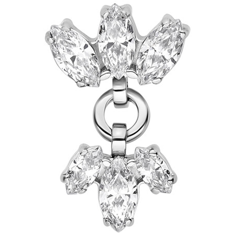 Marquise Fan Threaded End with Reverse Marquise Fan #9 Faceted Gem Dangle