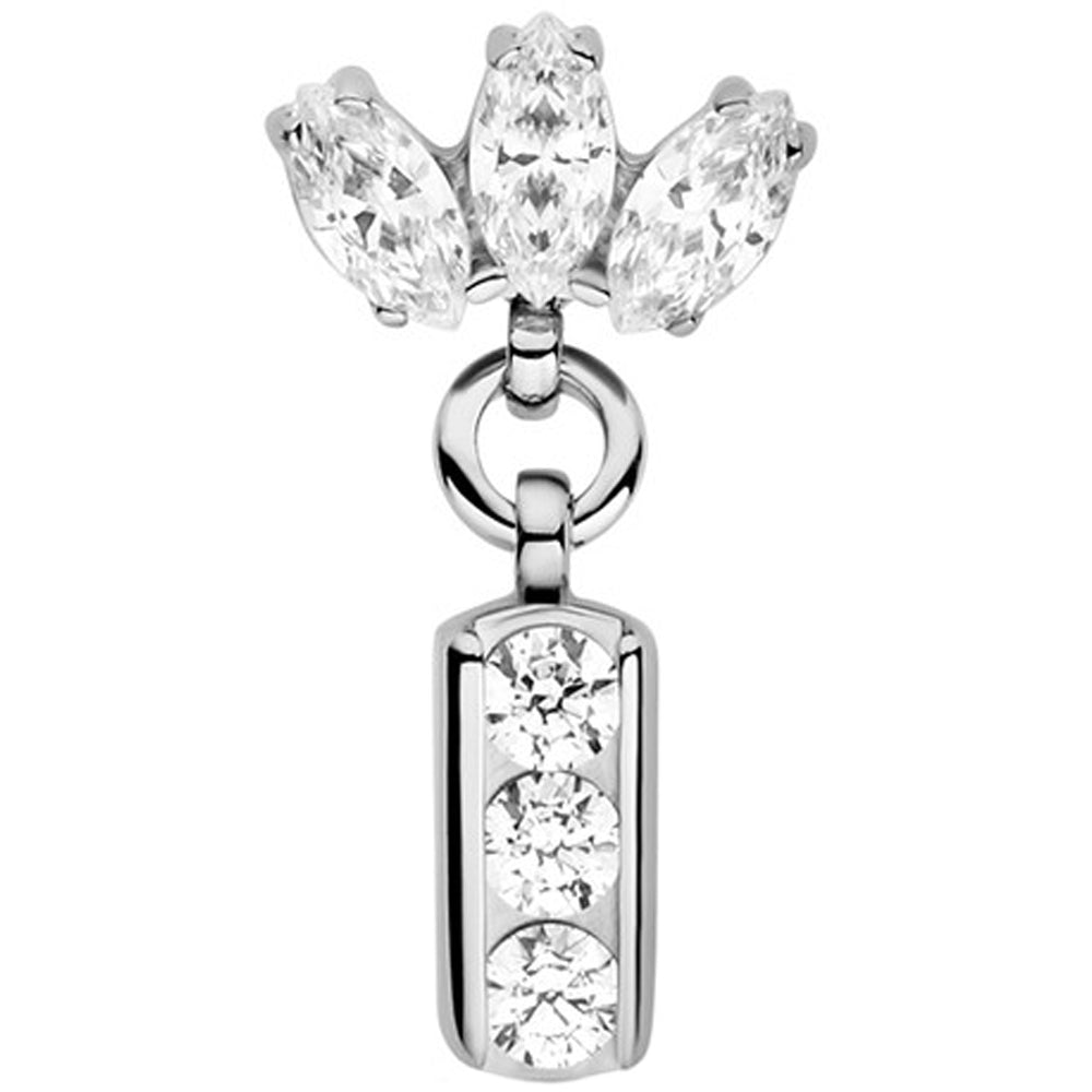 threadless: Marquise Fan End with Channel-Set Faceted Gem Dangle