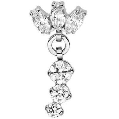Marquise Fan Threaded End with "Clio" Faceted Gem Dangle