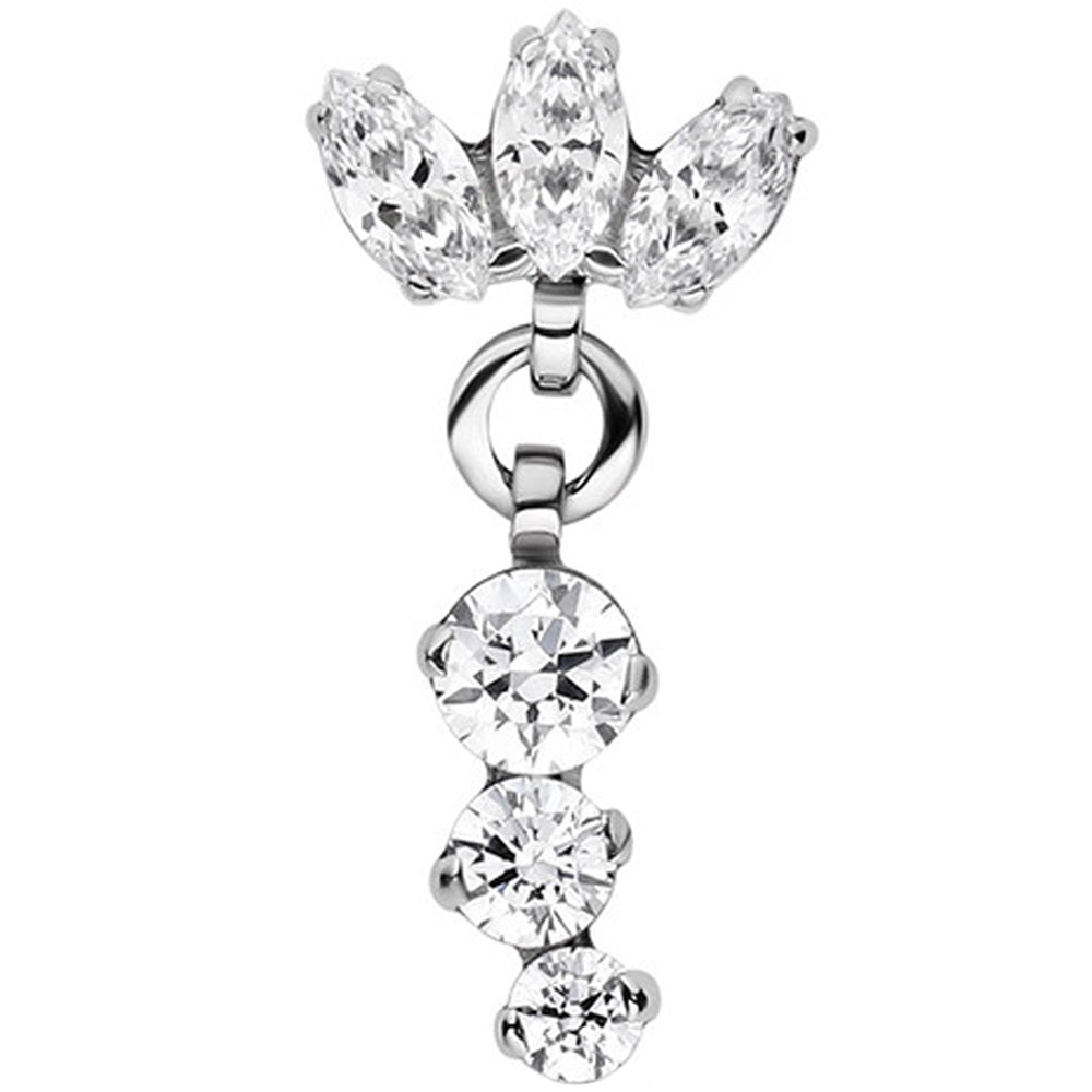 Marquise Fan Threaded End with "Clio" Faceted Gem Dangle