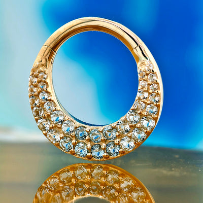 "Metamorphosis" Hinge Ring / Clicker in Gold with Ombre Blue Topaz'
