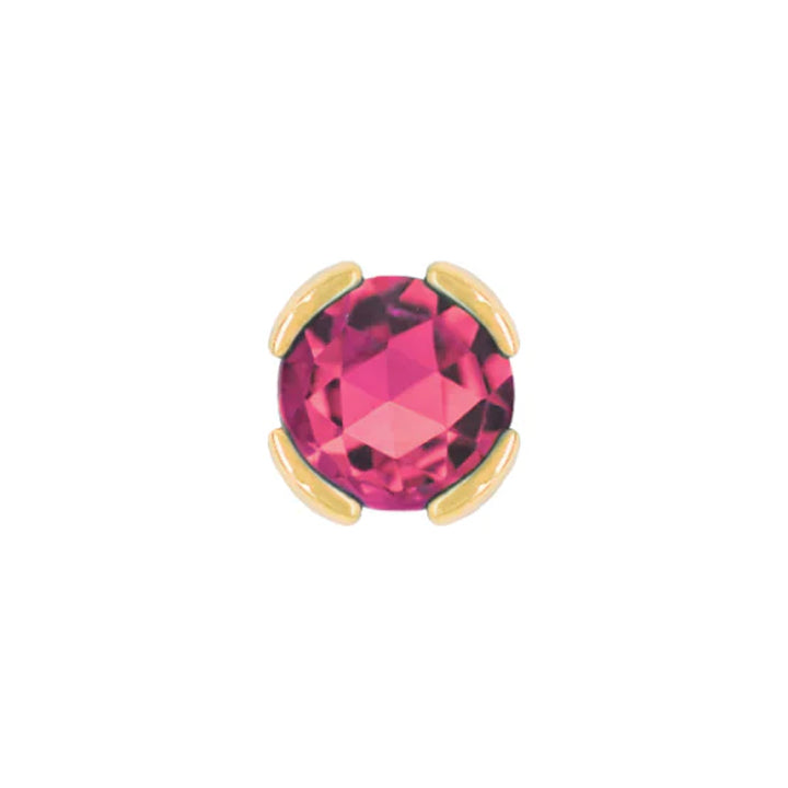 threadless: "Peekaboo" End in Gold with Rose Cut Pink Tourmaline
