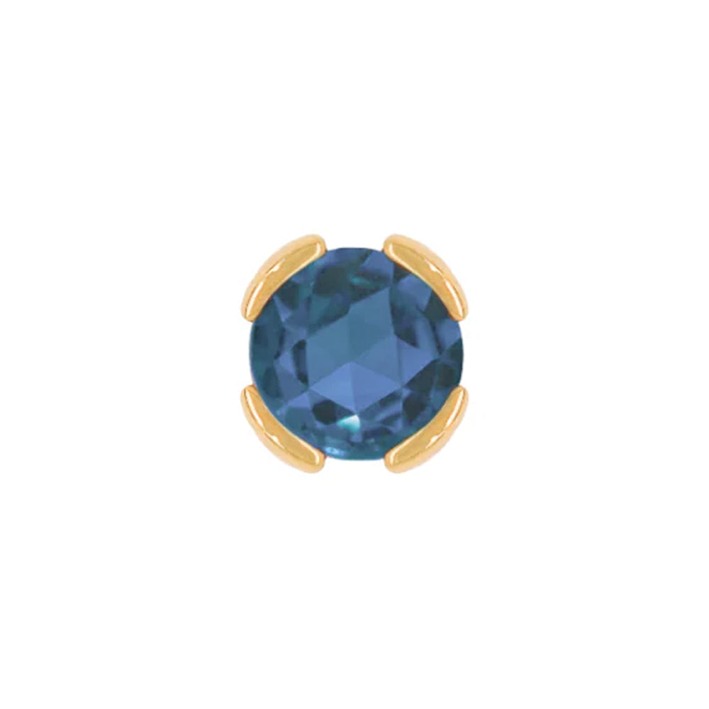 threadless: "Peekaboo" End in Gold with Rose Cut London Blue Topaz
