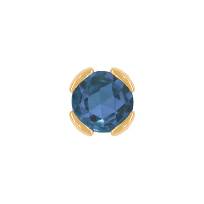 threadless: "Peekaboo" End in Gold with Rose Cut London Blue Topaz