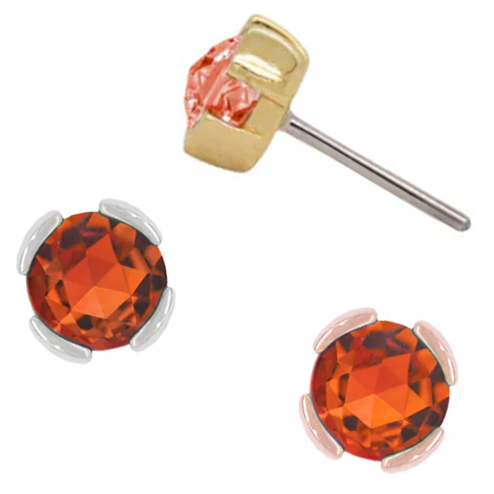 threadless: "Peekaboo" End in Gold with Rose Cut Orange Garnet