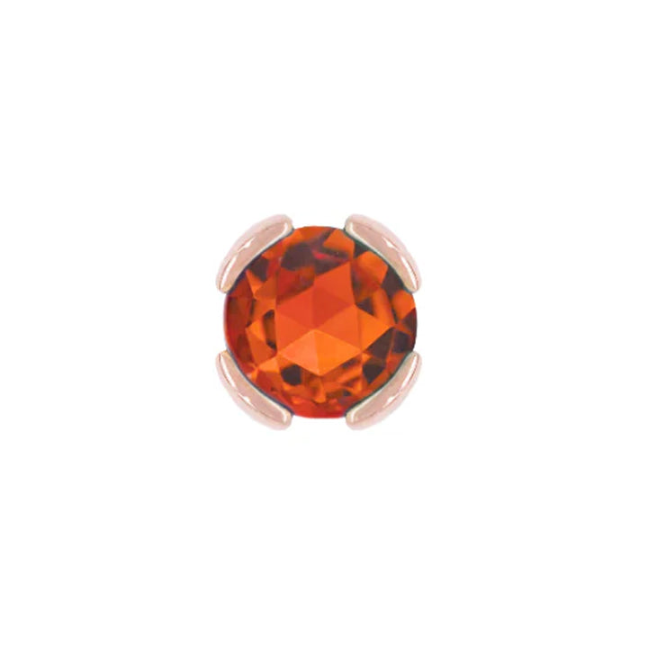 threadless: "Peekaboo" End in Gold with Rose Cut Orange Garnet