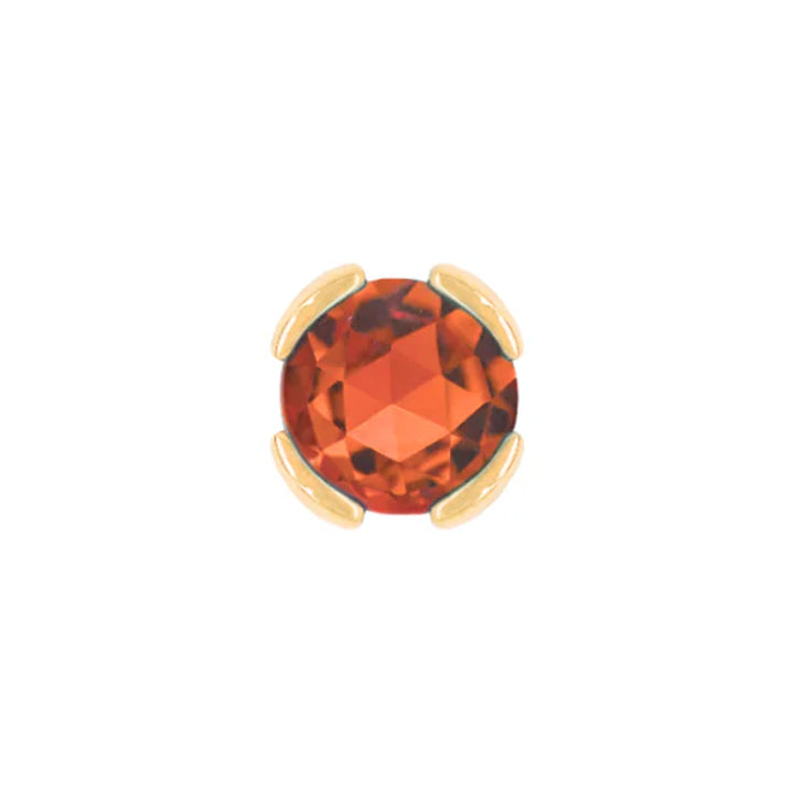 threadless: "Peekaboo" End in Gold with Rose Cut Orange Garnet