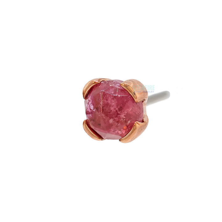 threadless: "Peekaboo" End in Gold with Rose Cut Pink Tourmaline