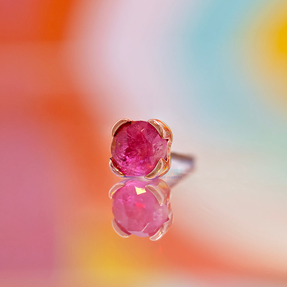 threadless: "Peekaboo" End in Gold with Rose Cut Pink Tourmaline
