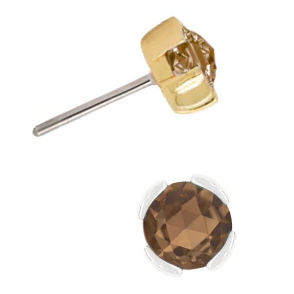 threadless: "Peekaboo" End in Gold with Rose Cut Smoky Quartz