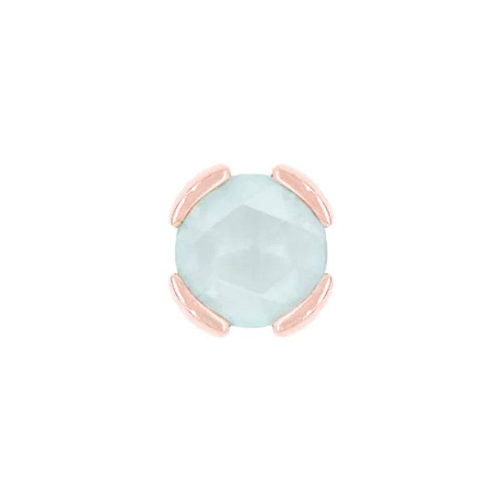 threadless: "Peekaboo" End in Gold with SANDBLASTED Rose Cut Aquamarine