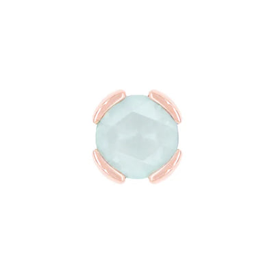 threadless: "Peekaboo" End in Gold with SANDBLASTED Rose Cut Aquamarine