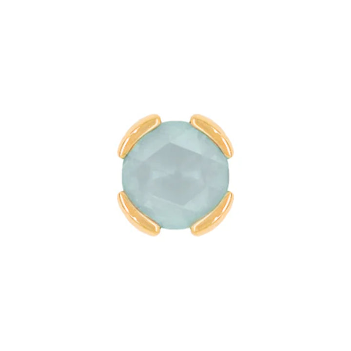 threadless: "Peekaboo" End in Gold with SANDBLASTED Rose Cut Aquamarine