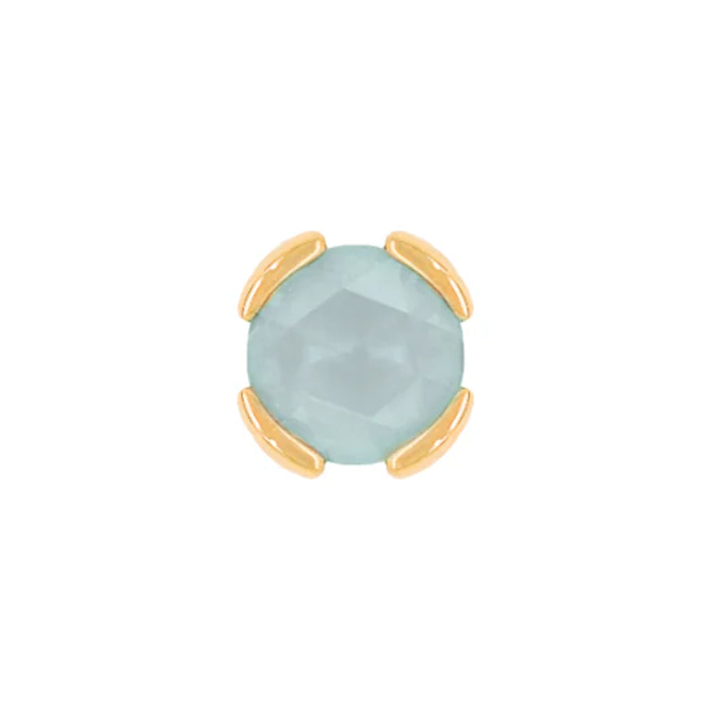 threadless: "Peekaboo" End in Gold with SANDBLASTED Rose Cut Aquamarine