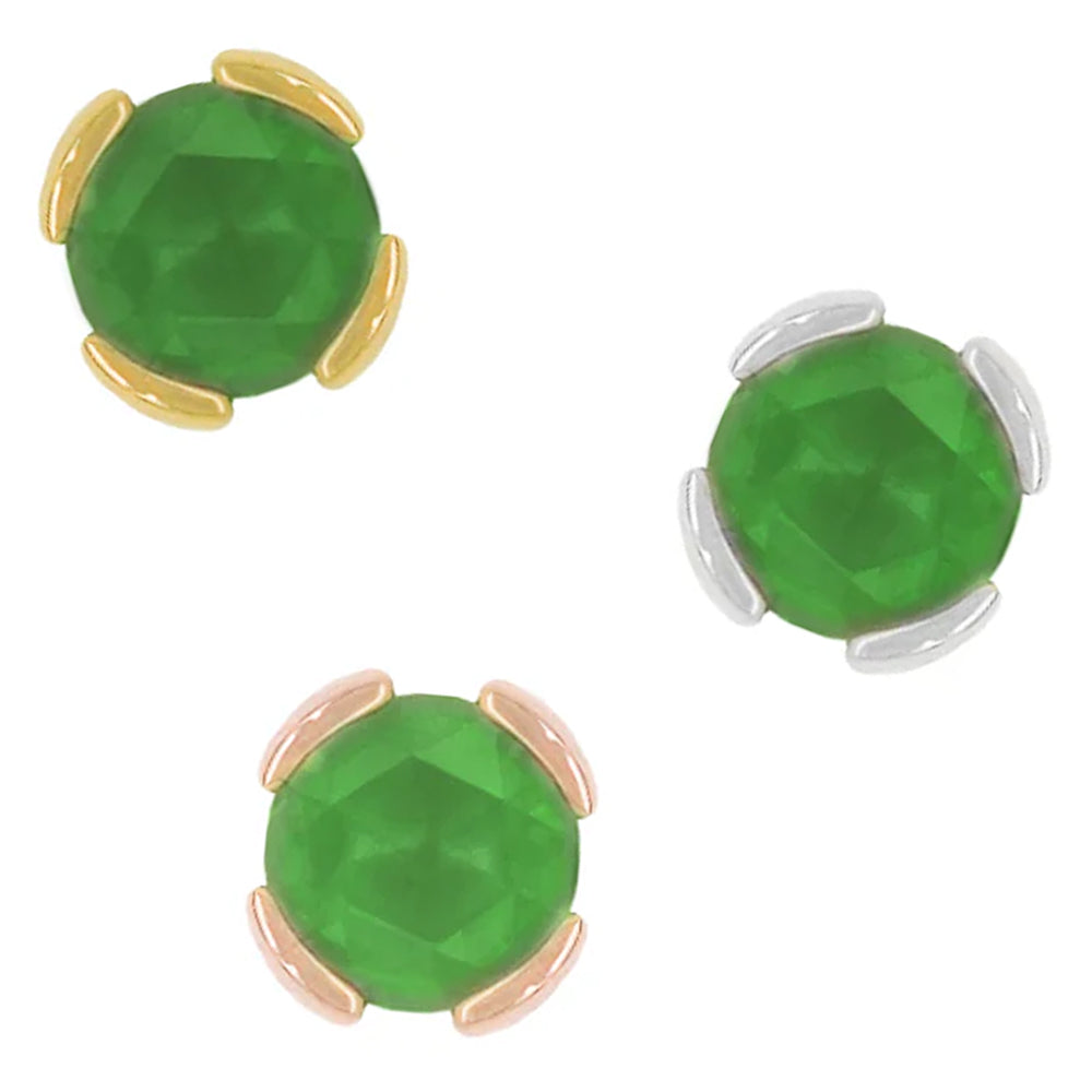 threadless: "Peekaboo" End in Gold with SANDBLASTED Rose Cut Green Tourmaline