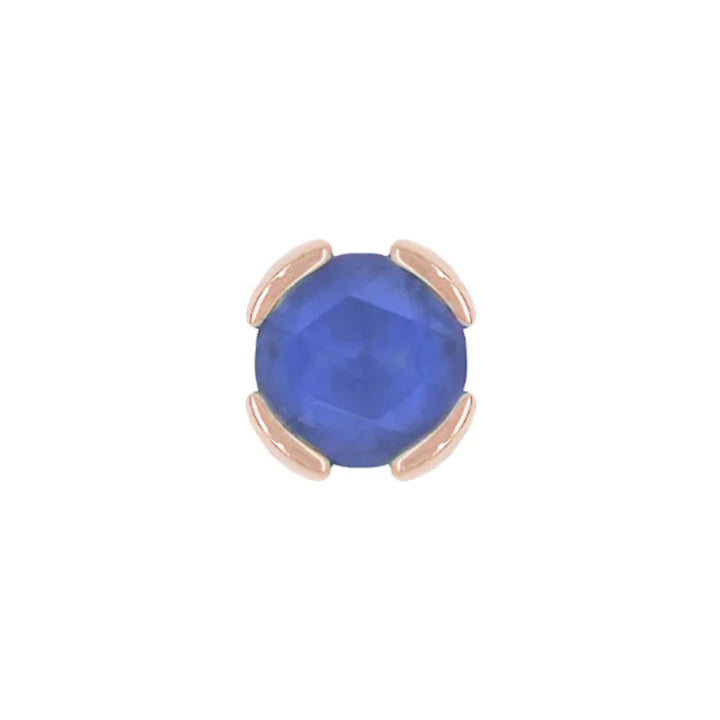 threadless: "Peekaboo" End in Gold with SANDBLASTED Rose Cut London Blue Topaz