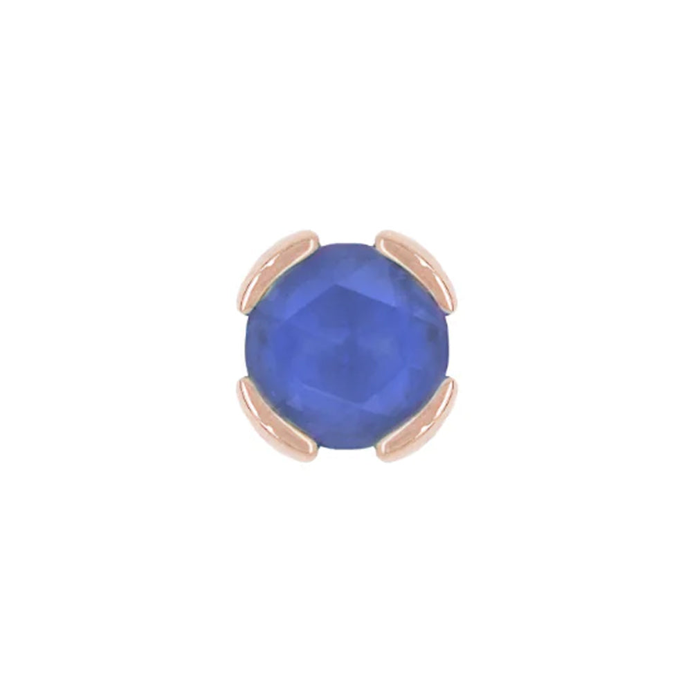 threadless: "Peekaboo" End in Gold with SANDBLASTED Rose Cut London Blue Topaz