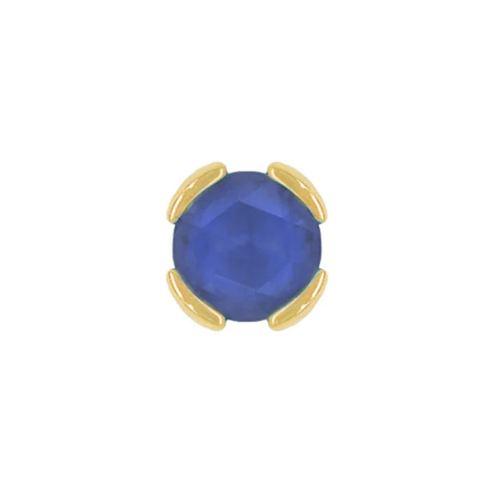threadless: "Peekaboo" End in Gold with SANDBLASTED Rose Cut London Blue Topaz