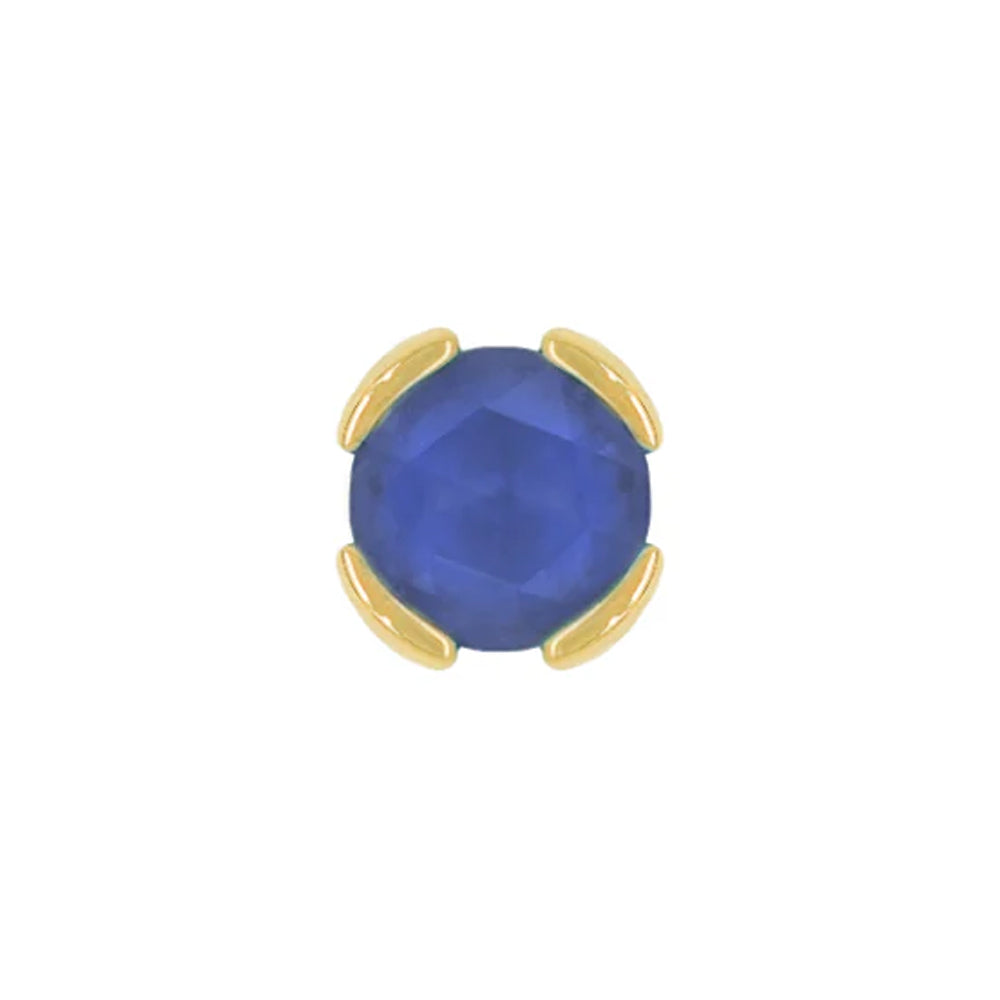 threadless: "Peekaboo" End in Gold with SANDBLASTED Rose Cut London Blue Topaz