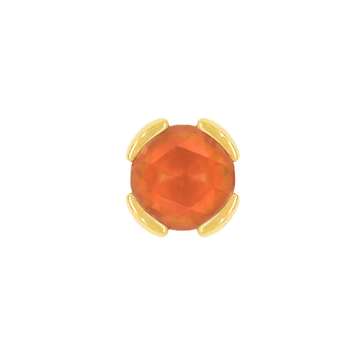 threadless: "Peekaboo" End in Gold with SANDBLASTED Rose Cut Orange Garnet