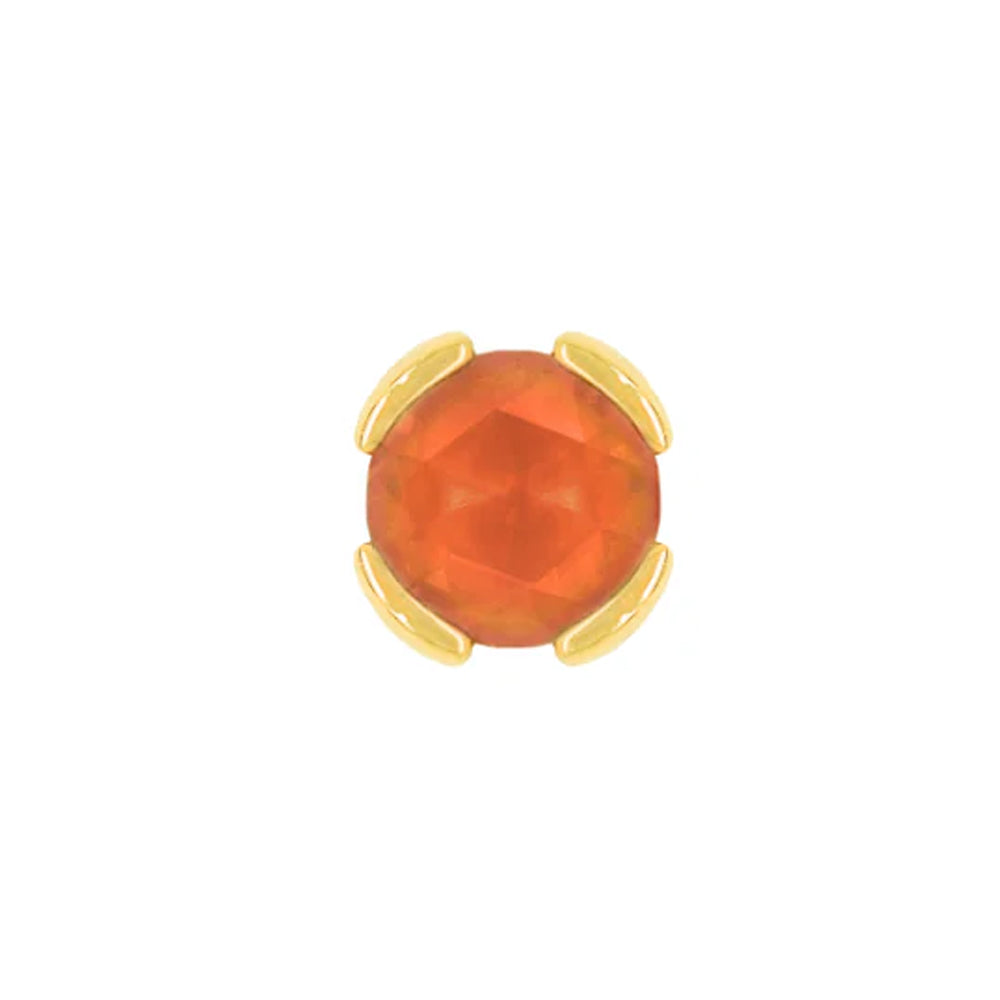 threadless: "Peekaboo" End in Gold with SANDBLASTED Rose Cut Orange Garnet