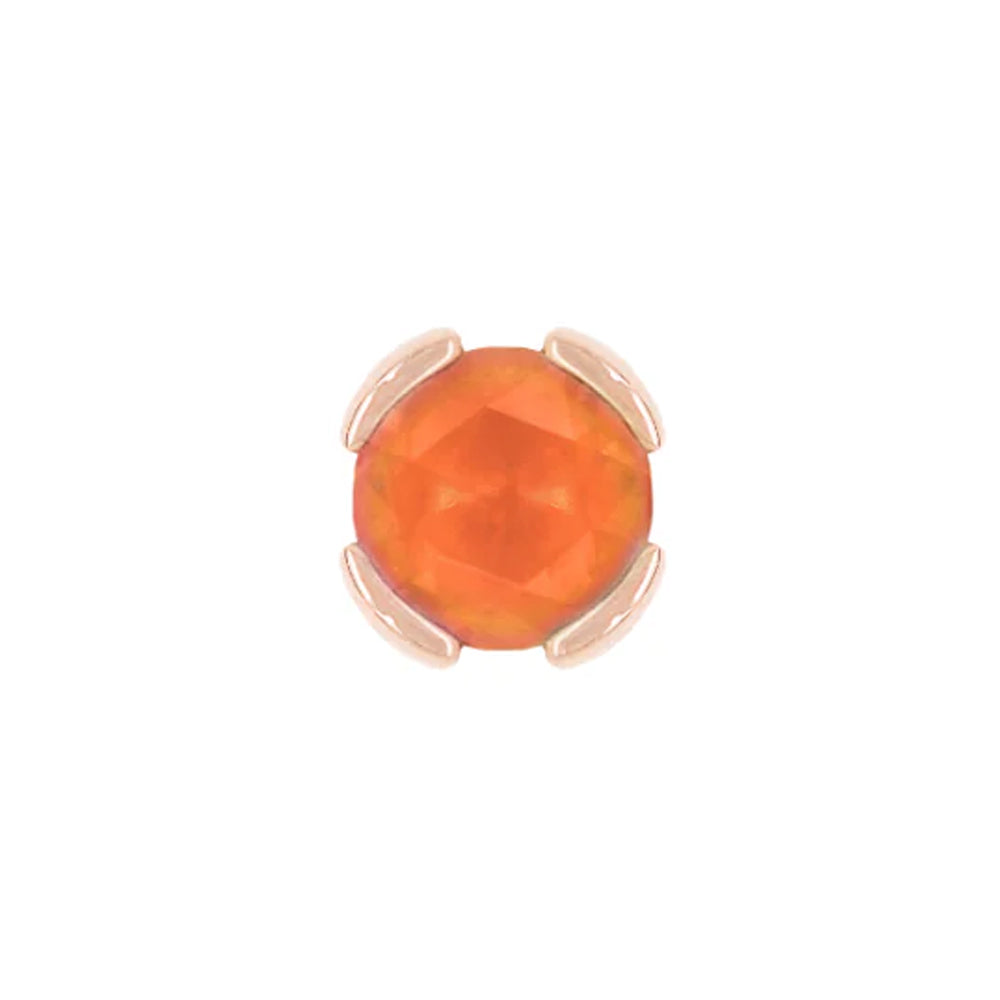 threadless: "Peekaboo" End in Gold with SANDBLASTED Rose Cut Orange Garnet