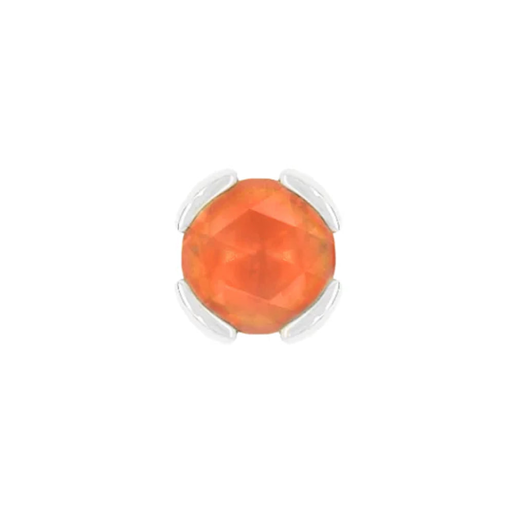 threadless: "Peekaboo" End in Gold with SANDBLASTED Rose Cut Orange Garnet