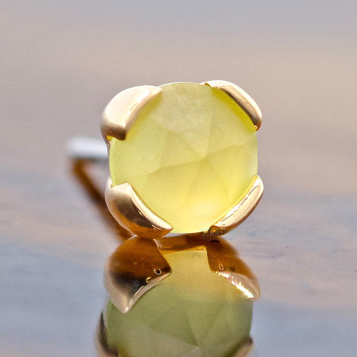 threadless: "Peekaboo" End in Gold with SANDBLASTED Rose Cut Peridot