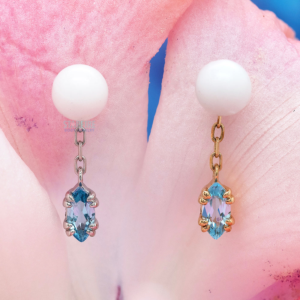 "Georgia" Chain Charm in Gold with Sky Blue Topaz