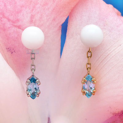 "Georgia" Chain Charm in Gold with Sky Blue Topaz