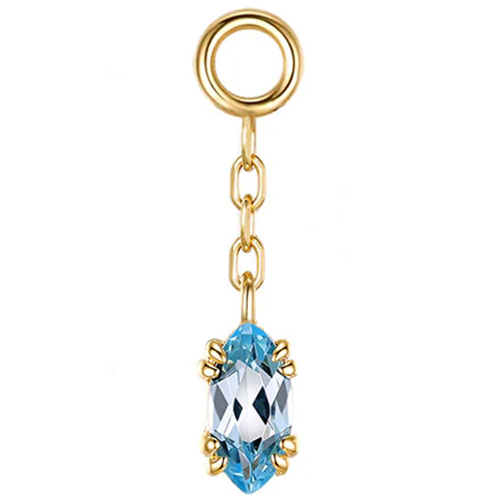 "Georgia" Chain Charm in Gold with Sky Blue Topaz