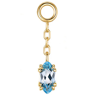 "Georgia" Chain Charm in Gold with Sky Blue Topaz