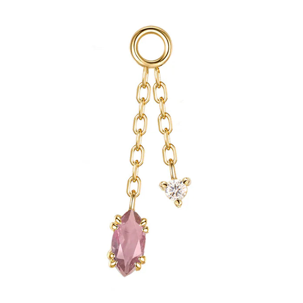"Georgia" Double Chain Charm in Gold with Rhodolite Garnet & Diamond