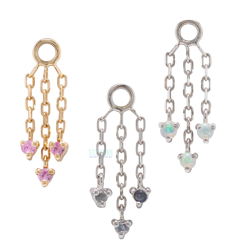 "Esme" Chain Charm in Gold with Pink Sapphires