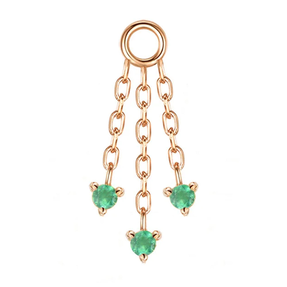 "Esme" Chain Charm in Gold with Green Chalcedony