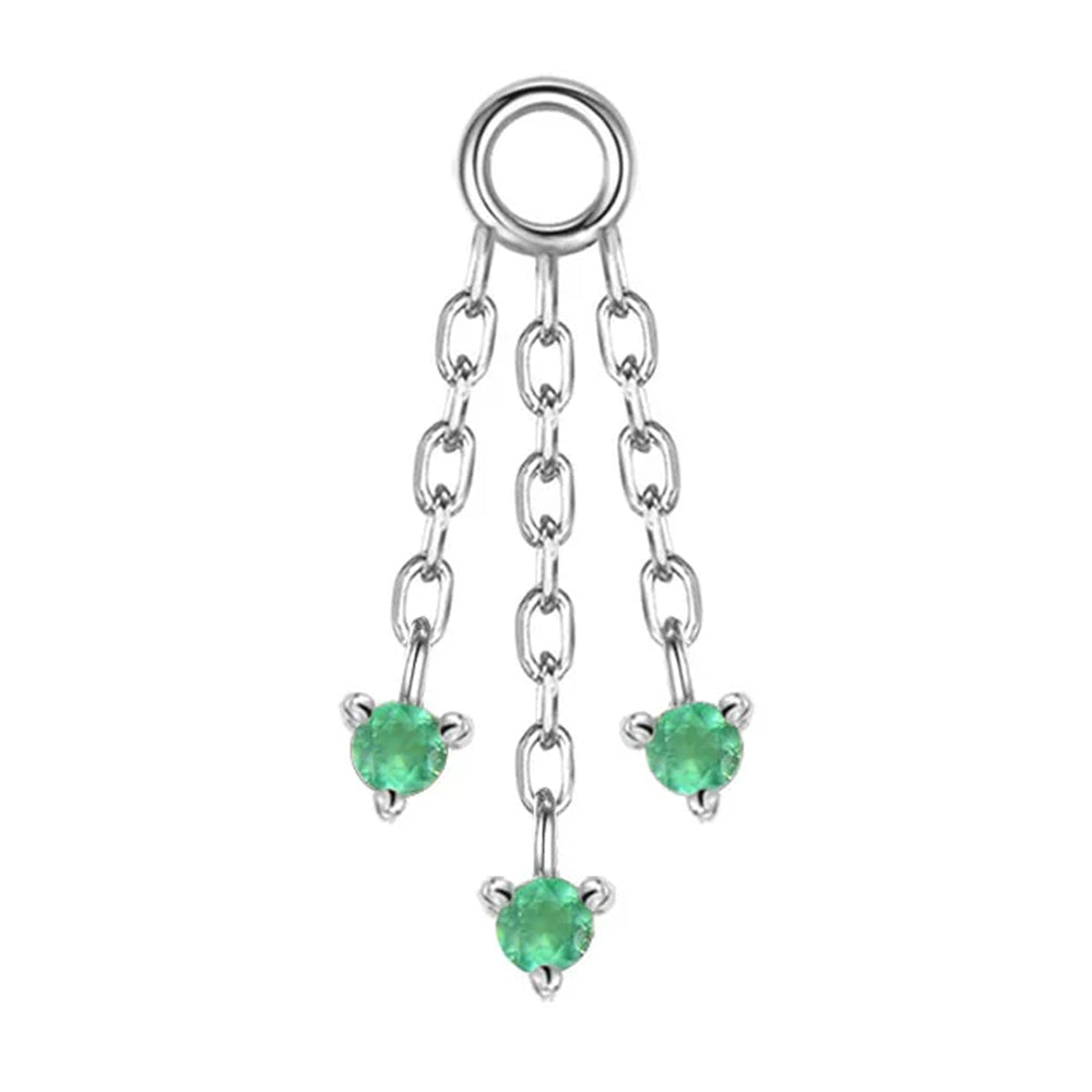 "Esme" Chain Charm in Gold with Green Chalcedony