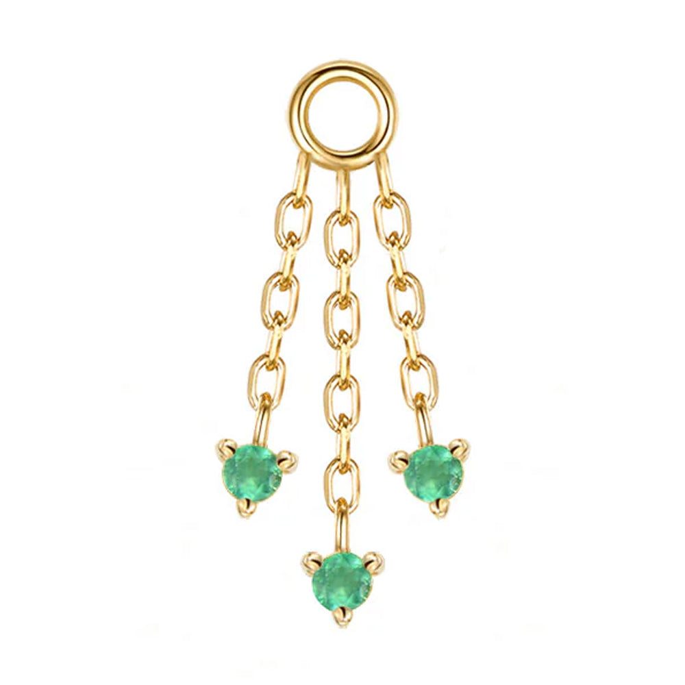 "Esme" Chain Charm in Gold with Green Chalcedony