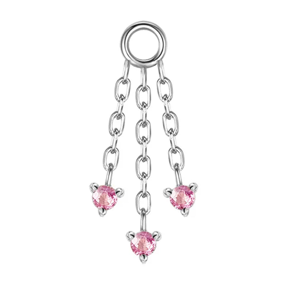 "Esme" Chain Charm in Gold with Pink Sapphires